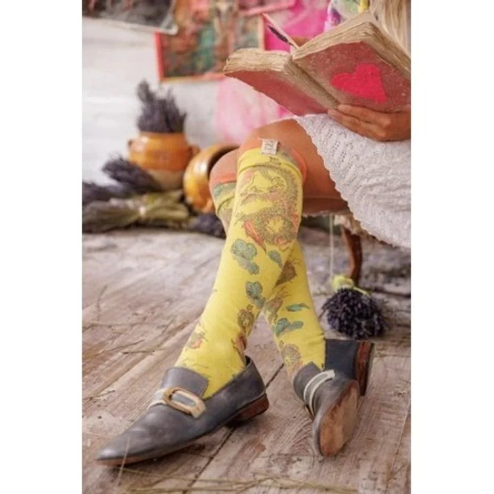 Magnolia Pearl Dragon‎ Lime Green OTK Knee High Socks One Size NWT